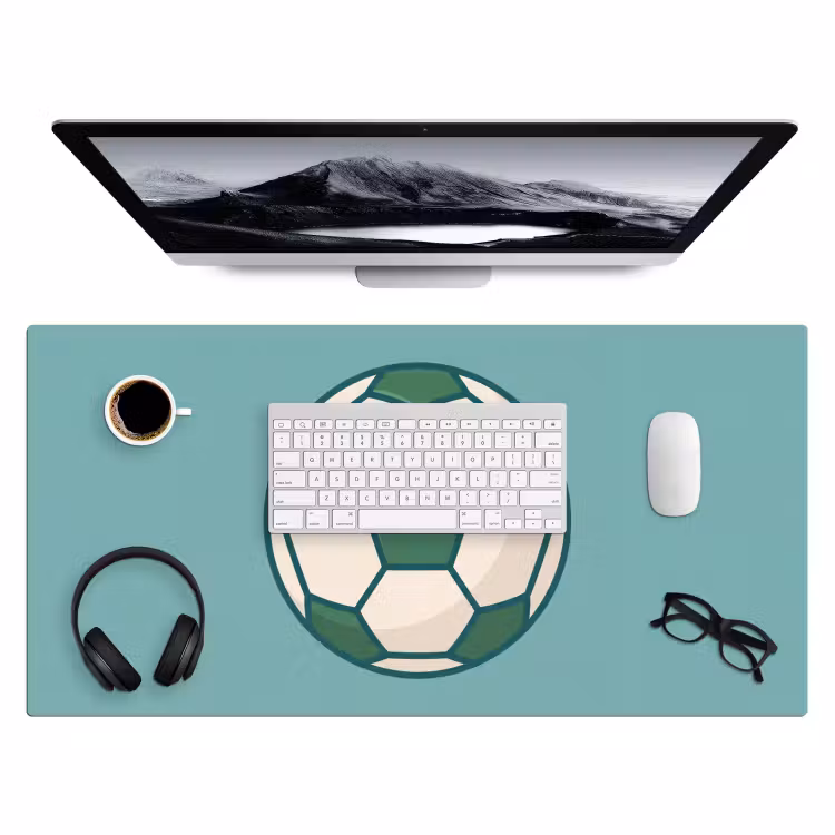 Bureau onderlegger - Voetbal - Geometrisch - Sport - Illustratie - Blauwgroen — 4