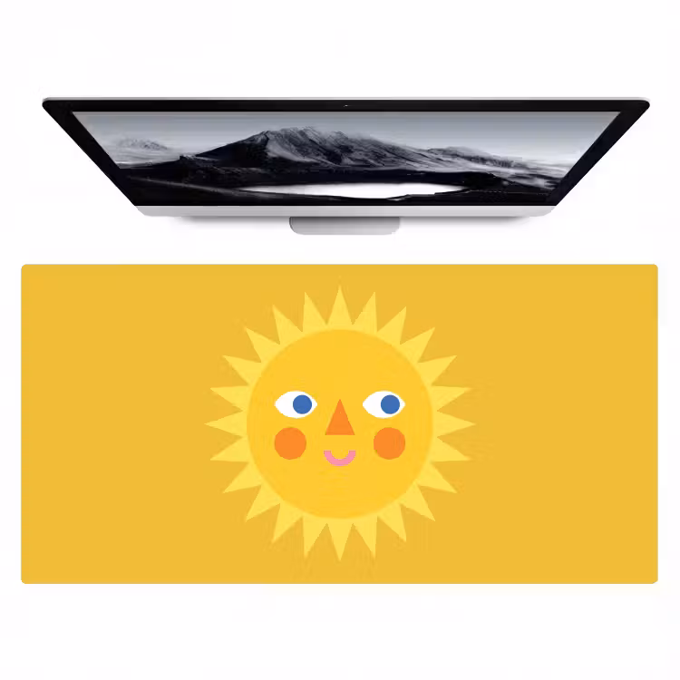 Bureau onderlegger - Zon - Gezicht - Zomer - Illustratie - Geel — 1