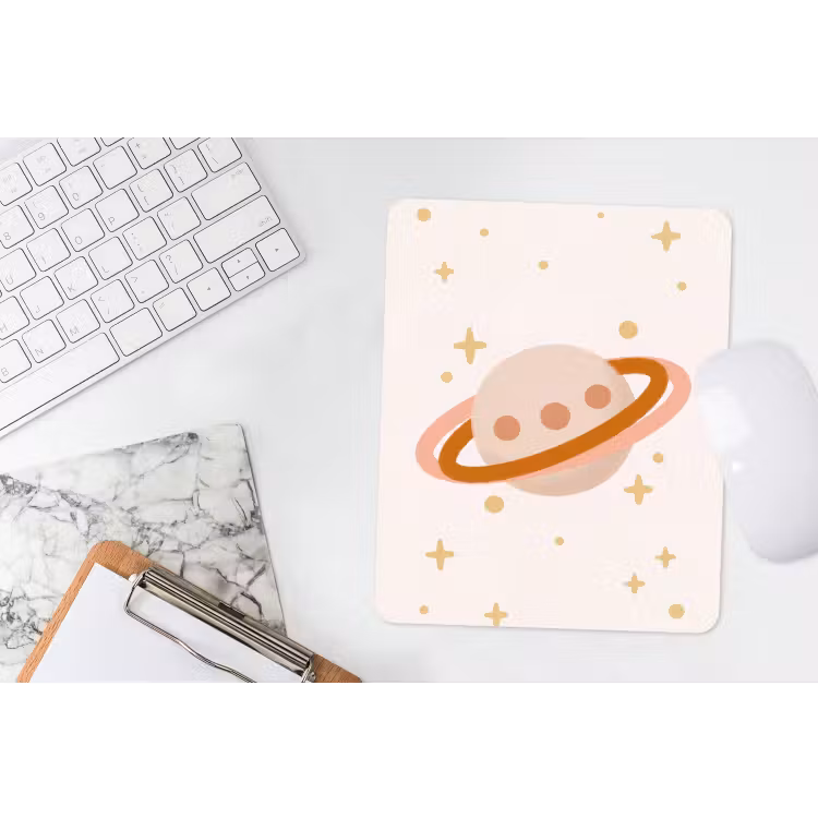 Muismat - Planeet - Ringen - Ruimte - Illustratie - Beige — 4