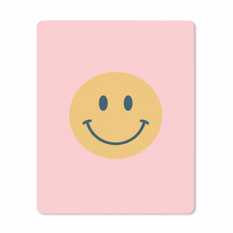 Muismat - Smiley - Geel - Roze - Symbool - Minimalistisch — 1