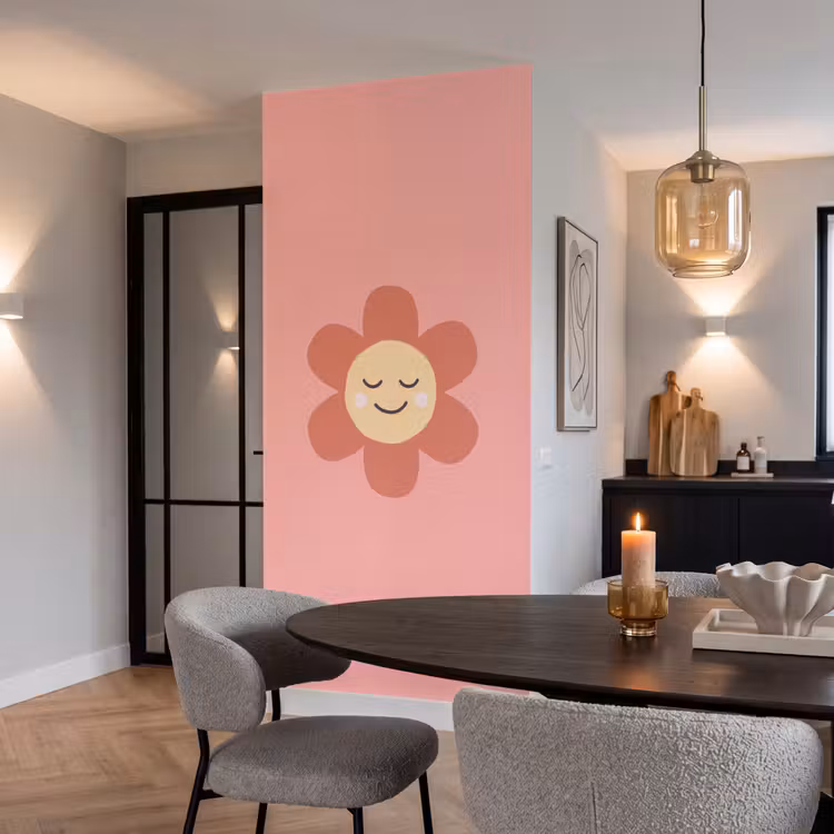 Behang - Bloemen - Tekenfilm - Kind - Roze — 5