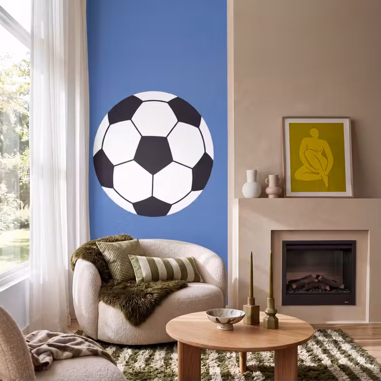 Behang - Voetbal - Zwart-wit - Sport - Illustratie - Blauw — 1