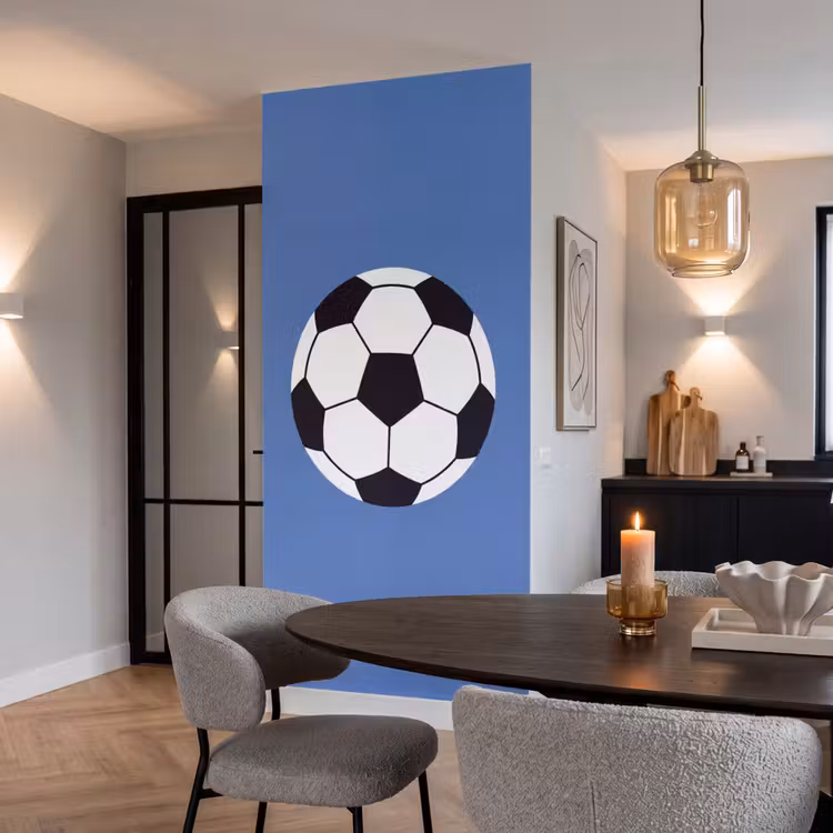 Behang - Voetbal - Zwart-wit - Sport - Illustratie - Blauw — 5