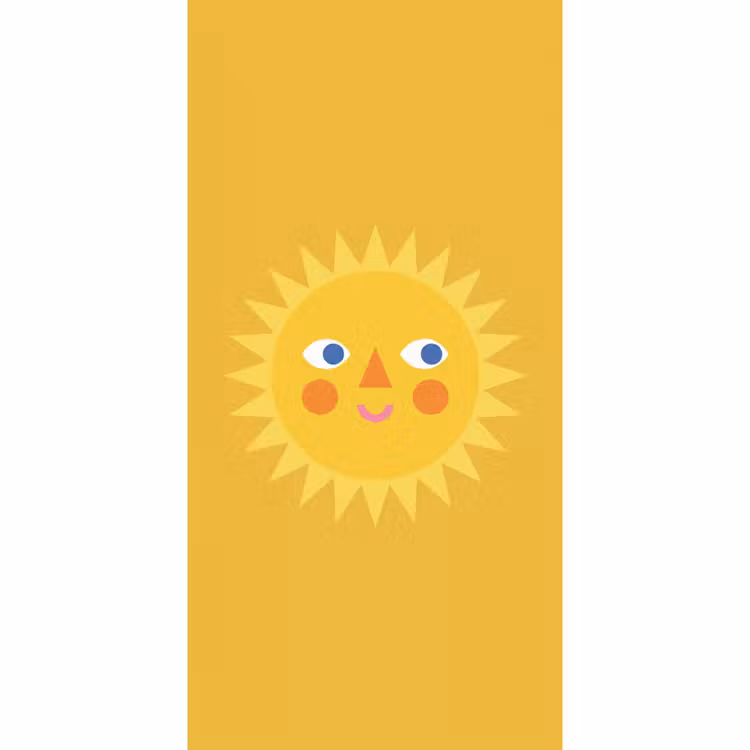 Behang - Zon - Gezicht - Zomer - Illustratie - Geel — 2