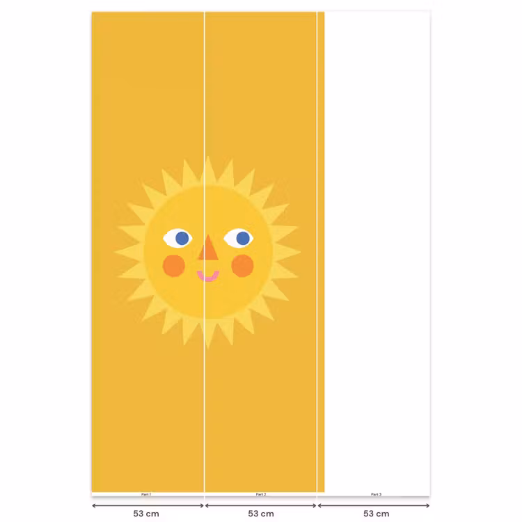 Behang - Zon - Gezicht - Zomer - Illustratie - Geel — 6