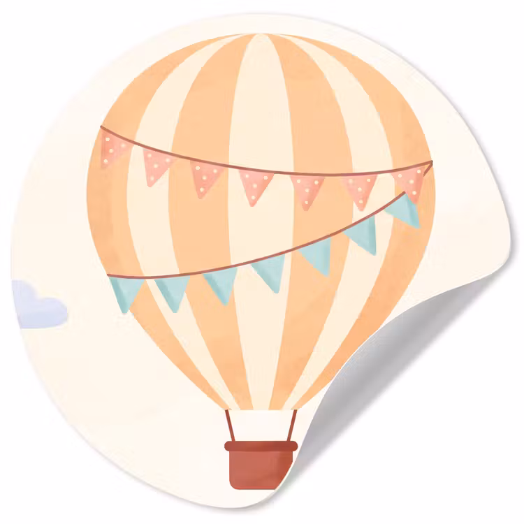 Behangcirkel - Luchtballon - Wolken - Illustratie - Zacht - Kinderkamer — 1