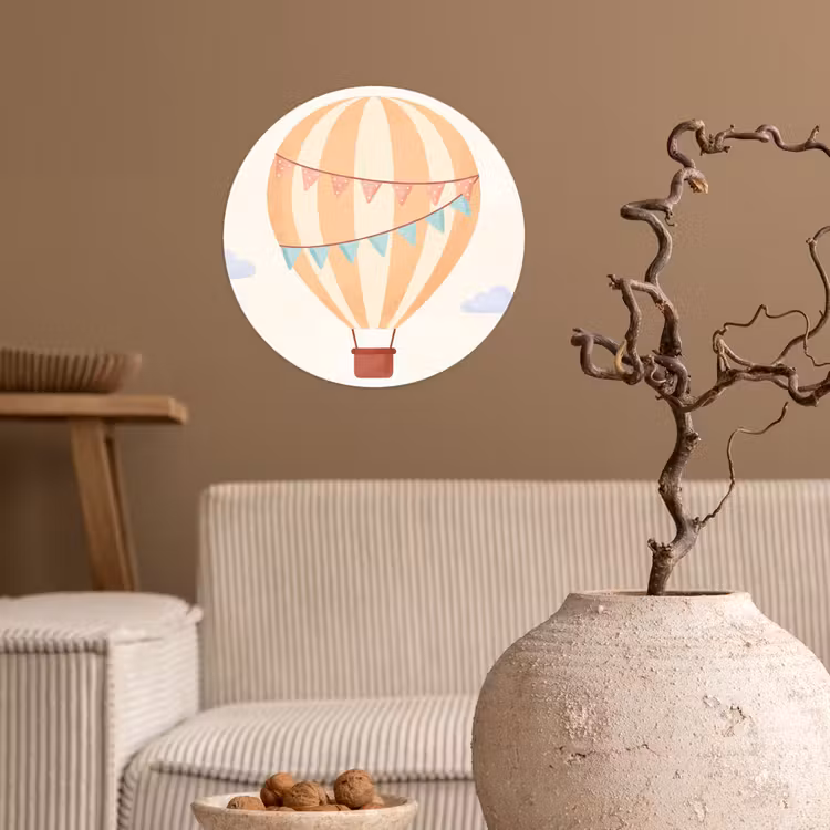 Behangcirkel - Luchtballon - Wolken - Illustratie - Zacht - Kinderkamer — 2
