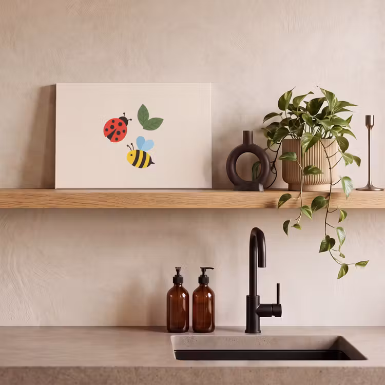 Canvas schilderij - Insect - Blad - Natuur - Speels - Illustratie — 2