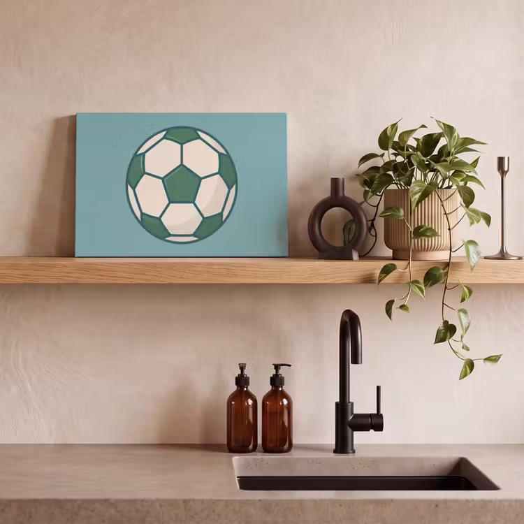 Canvas schilderij - Voetbal - Geometrisch - Sport - Illustratie - Blauwgroen — 2