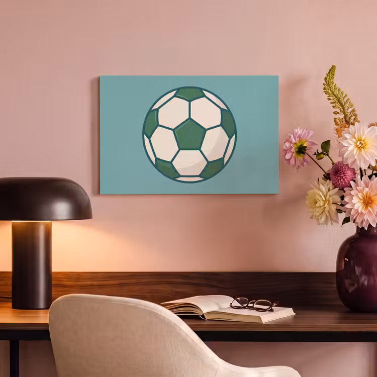 Canvas schilderij - Voetbal - Geometrisch - Sport - Illustratie - Blauwgroen — 3