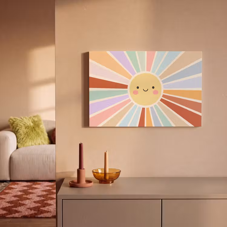Canvas schilderij - Zon - Stralen - Vrolijk - Kleurrijk - Abstract — 1