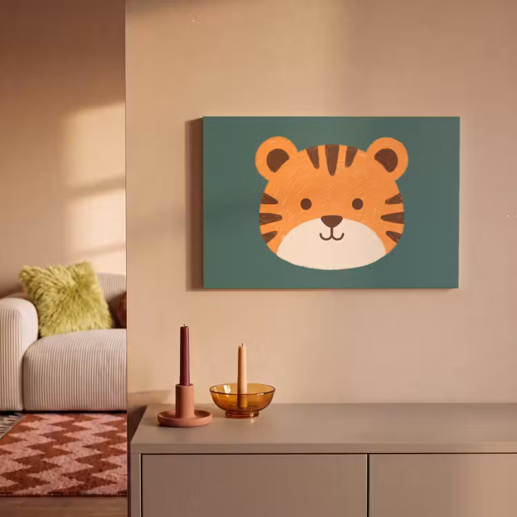 Canvas schilderij - Dieren - Kop - Oranje - Illustratie - Modern — 1