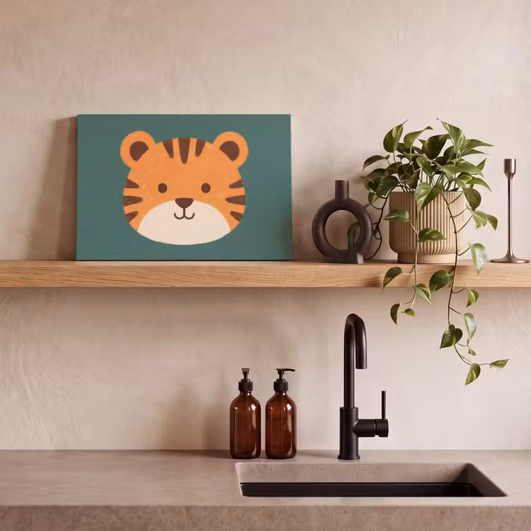 Canvas schilderij - Dieren - Kop - Oranje - Illustratie - Modern — 2