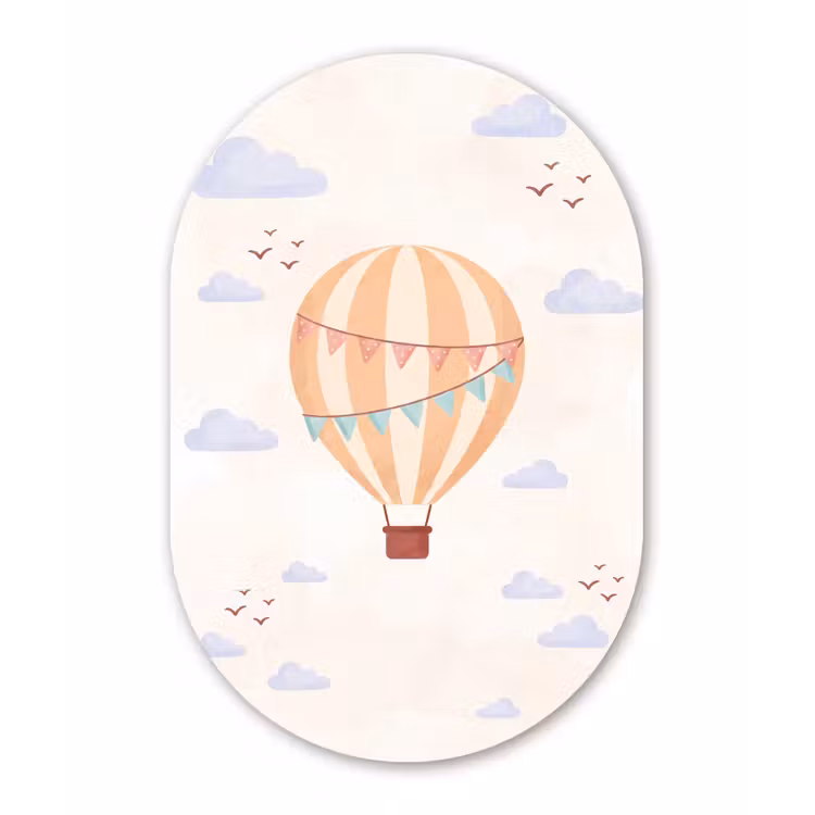 Muurovaal - Luchtballon - Wolken - Illustratie - Zacht - Kinderkamer — 3