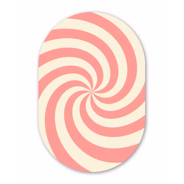 Muurovaal - Spiraal - Patroon - Abstract - Roze - Beige — 3