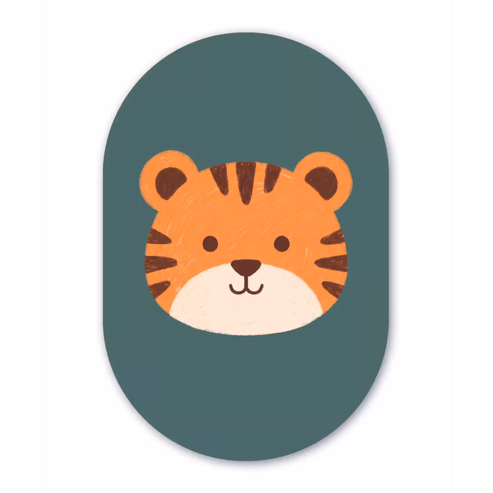 Muurovaal glas - Dieren - Kop - Oranje - Illustratie - Modern — 1