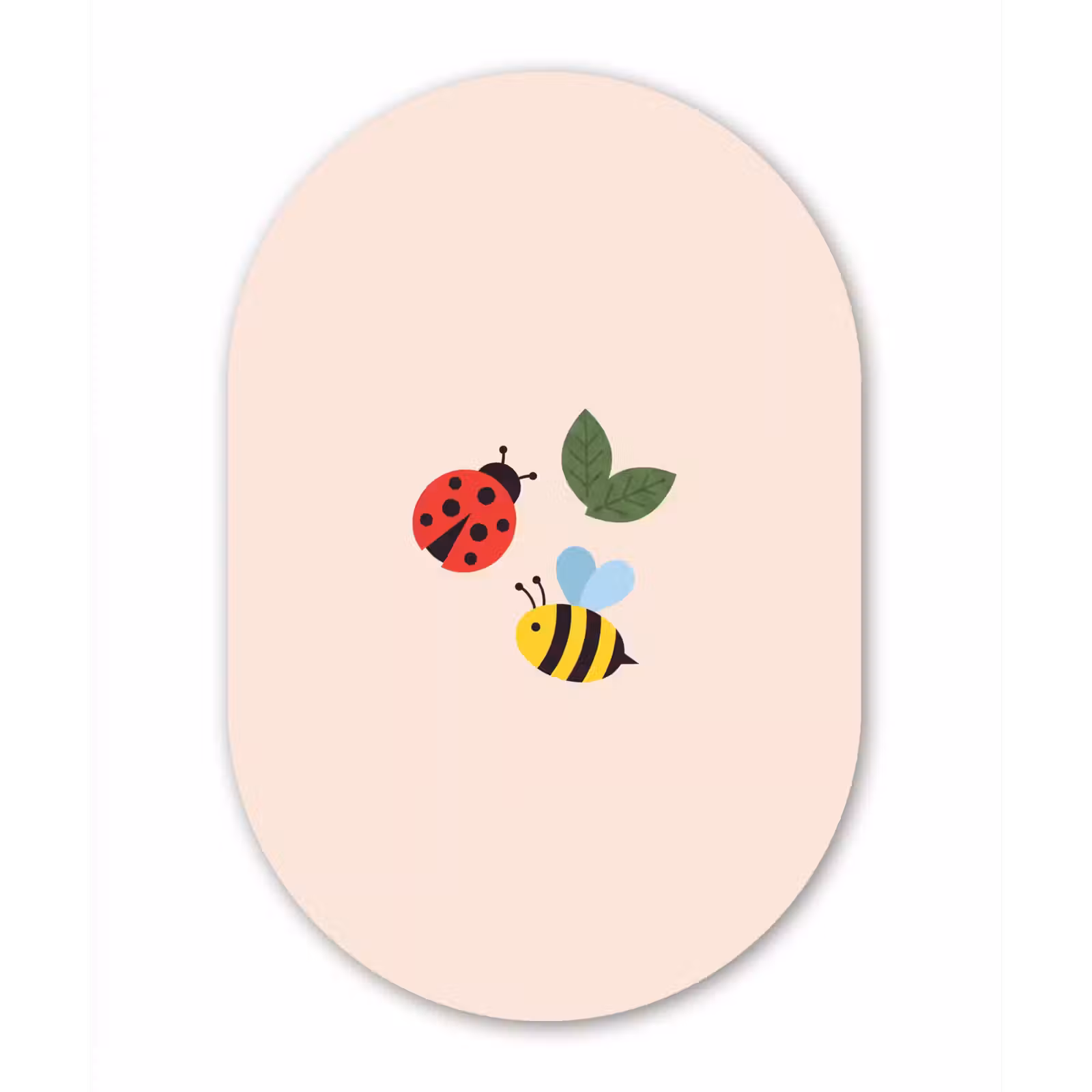 Muurovaal glas - Insect - Blad - Natuur - Speels - Illustratie — 1