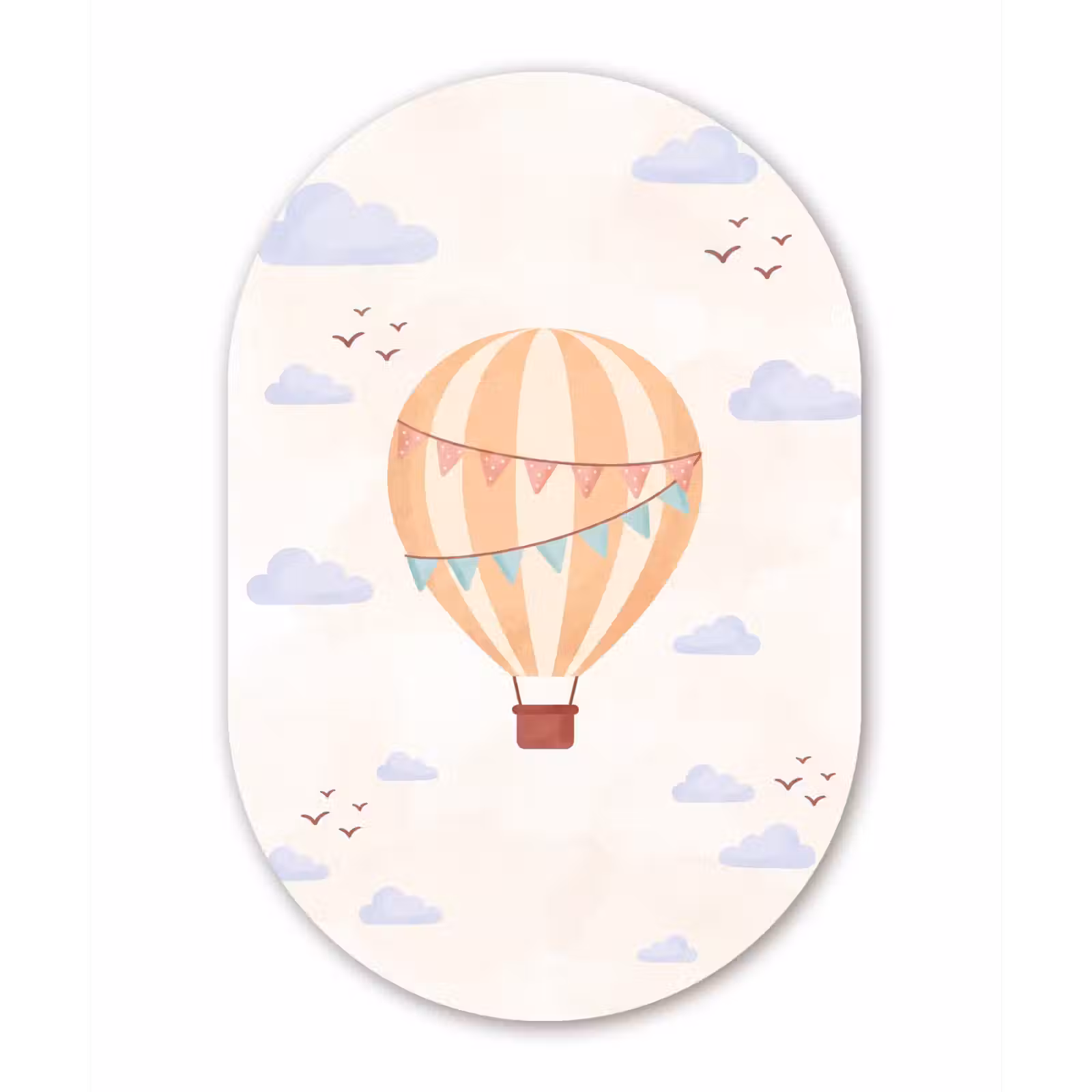 Muurovaal glas - Luchtballon - Wolken - Illustratie - Zacht - Kinderkamer — 1