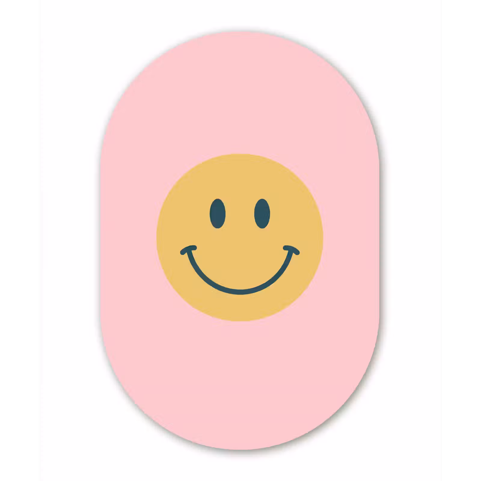 Muurovaal glas - Smiley - Geel - Roze - Symbool - Minimalistisch — 1