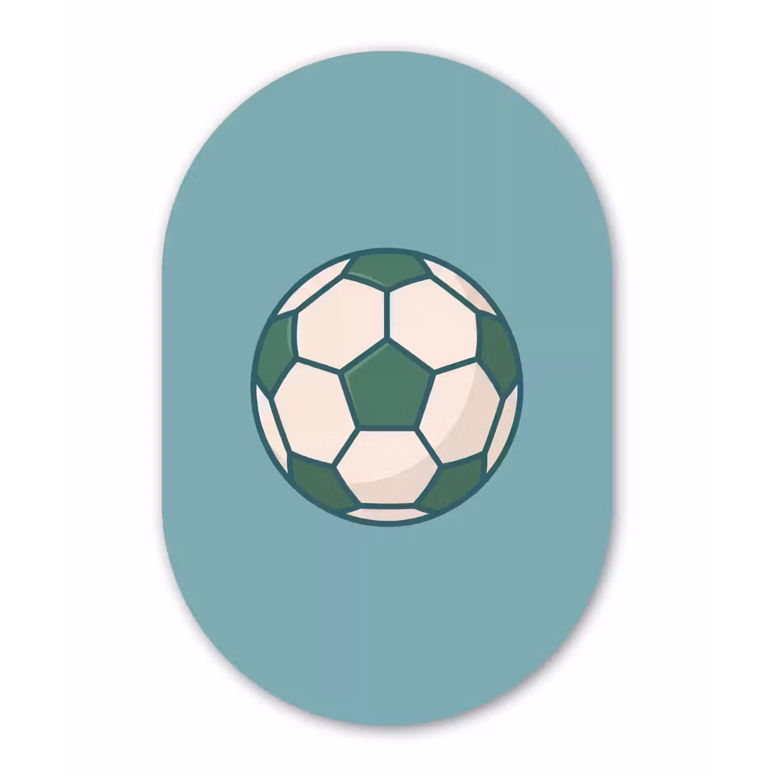 Muurovaal glas - Voetbal - Geometrisch - Sport - Illustratie - Blauwgroen — 1