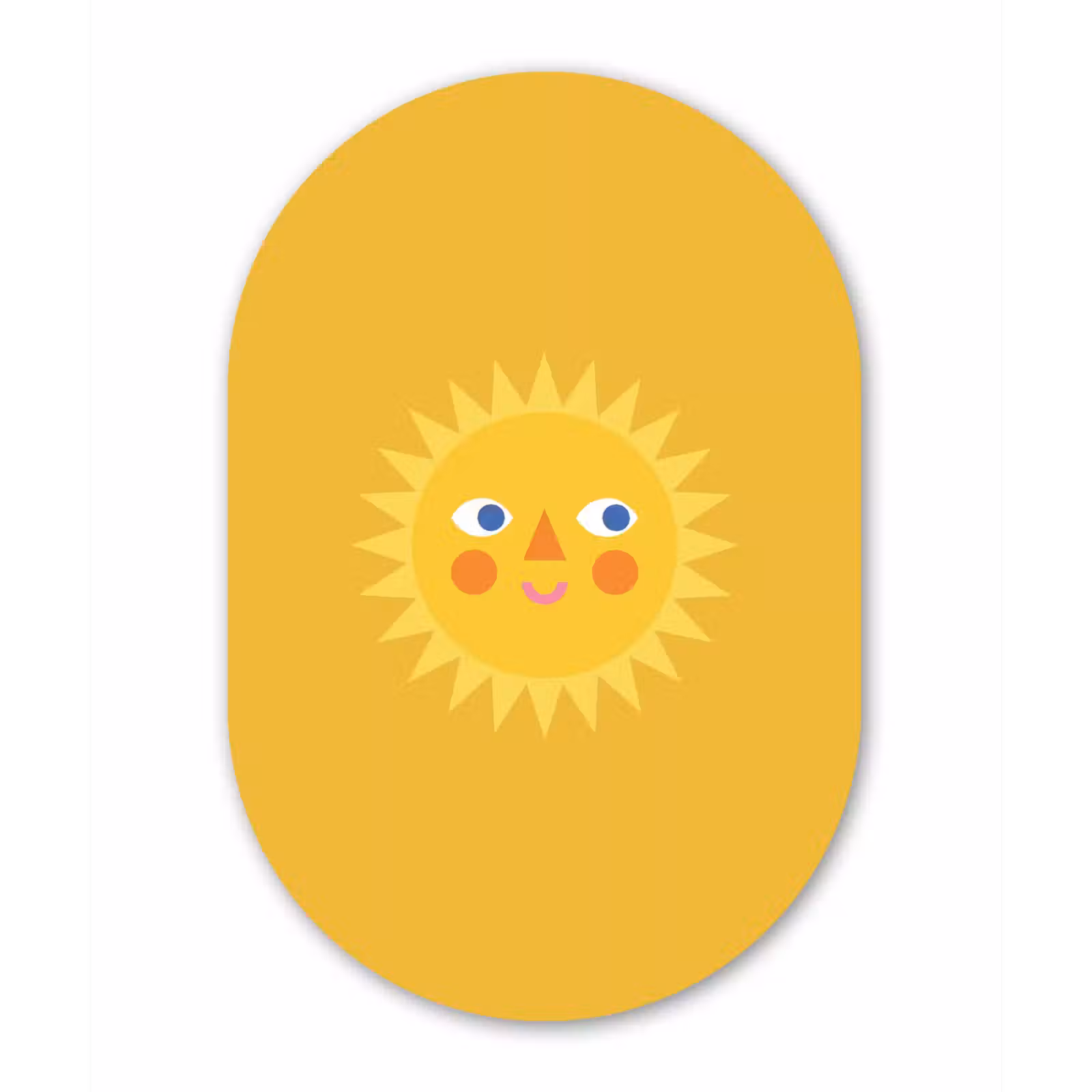 Muurovaal glas - Zon - Gezicht - Zomer - Illustratie - Geel — 1