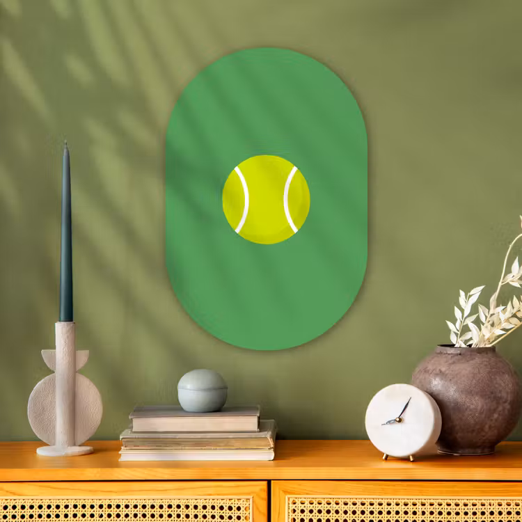 Muurovaal - Bal - Geel - Sport - Groen - Illustratie — 2