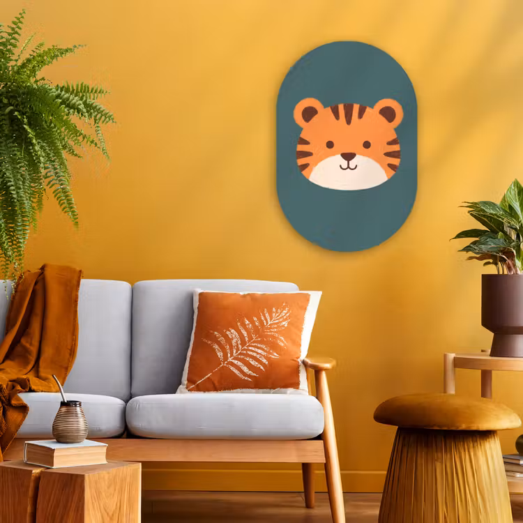 Muurovaal - Dieren - Kop - Oranje - Illustratie - Modern — 1