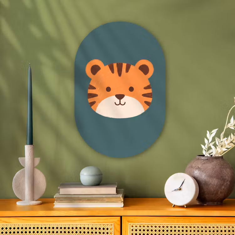 Muurovaal - Dieren - Kop - Oranje - Illustratie - Modern — 2