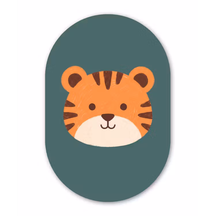 Muurovaal - Dieren - Kop - Oranje - Illustratie - Modern — 3