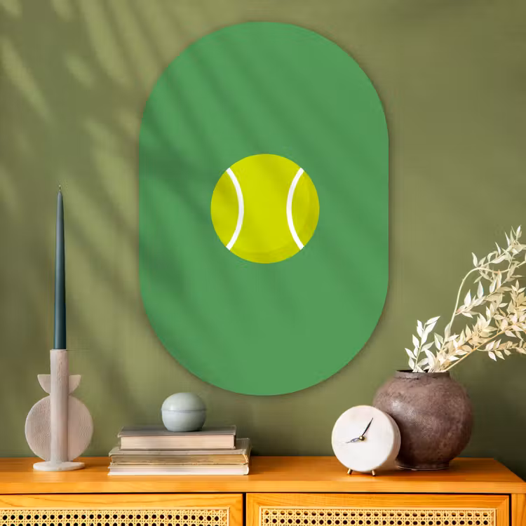 Muurovaal glas - Bal - Geel - Sport - Groen - Illustratie — 2