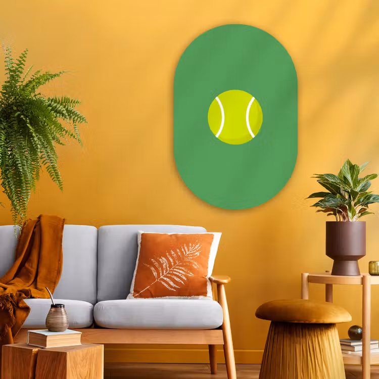 Muurovaal glas - Bal - Geel - Sport - Groen - Illustratie — 3