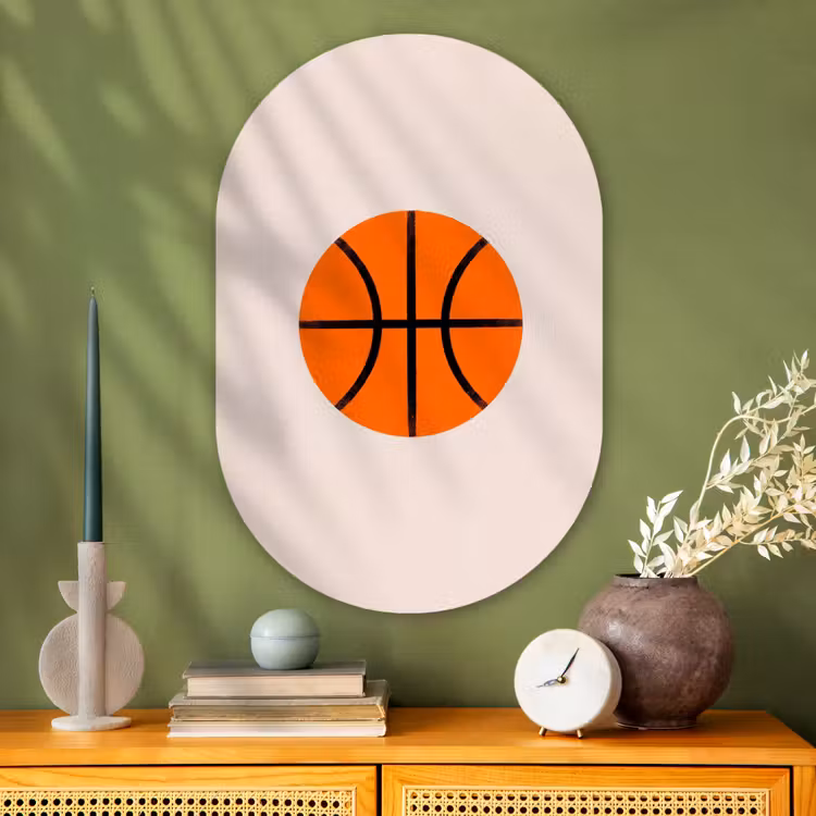 Muurovaal glas - Basketbal - Bal - Sport - Illustratie - Oranje — 2