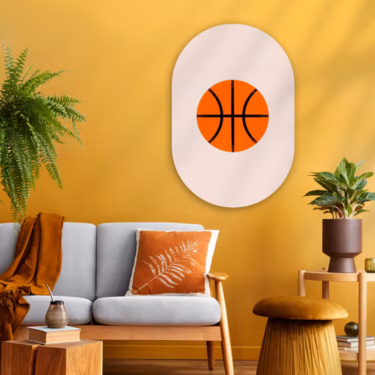 Muurovaal glas - Basketbal - Bal - Sport - Illustratie - Oranje — 3