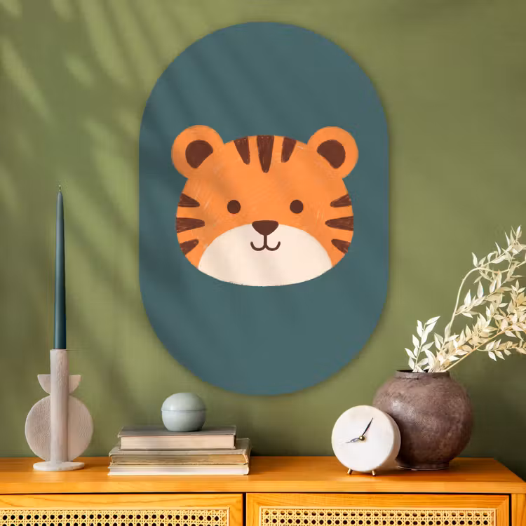 Muurovaal glas - Dieren - Kop - Oranje - Illustratie - Modern — 2