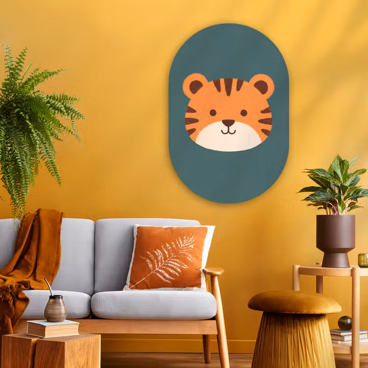 Muurovaal glas - Dieren - Kop - Oranje - Illustratie - Modern — 3