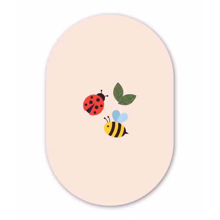 Muurovaal glas - Insect - Blad - Natuur - Speels - Illustratie — 1