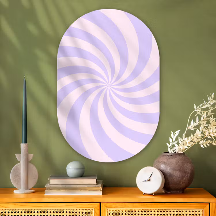 Muurovaal glas - Patroon - Spiraal - Abstract - Modern - Paars-Roze — 2