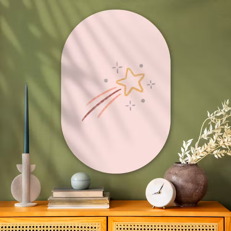 Muurovaal glas - Ster - Vallend - Illustratie - Pastel — 2
