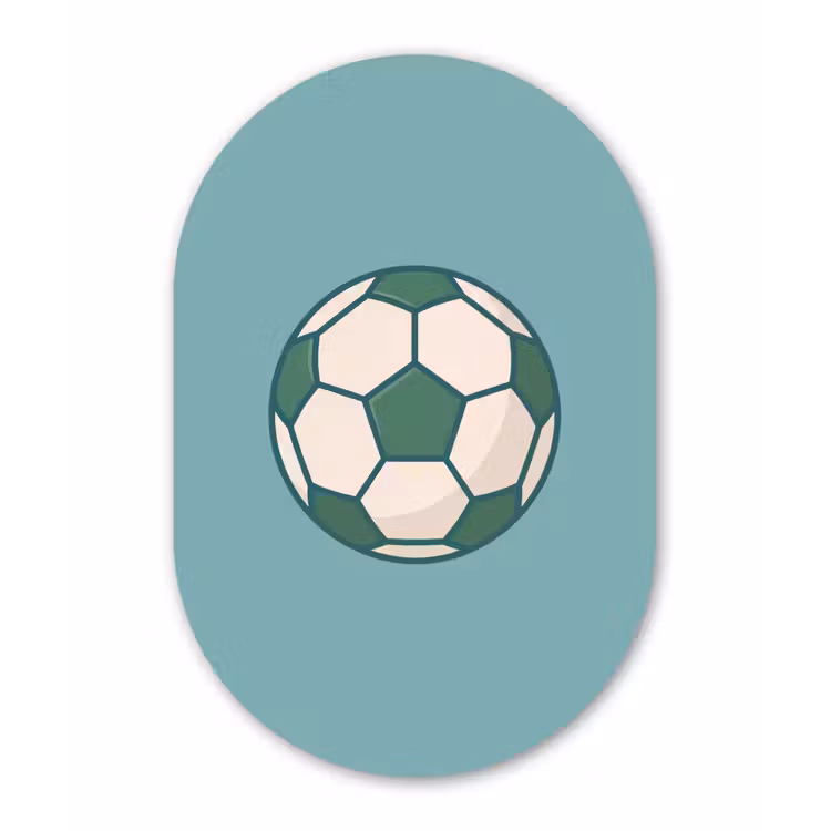 Muurovaal glas - Voetbal - Geometrisch - Sport - Illustratie - Blauwgroen — 1