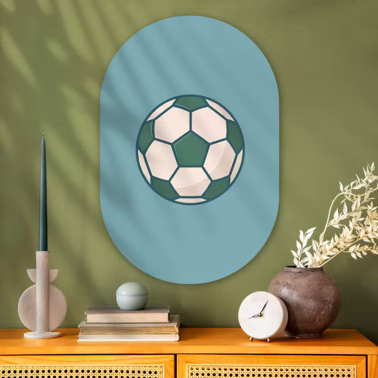 Muurovaal glas - Voetbal - Geometrisch - Sport - Illustratie - Blauwgroen — 2