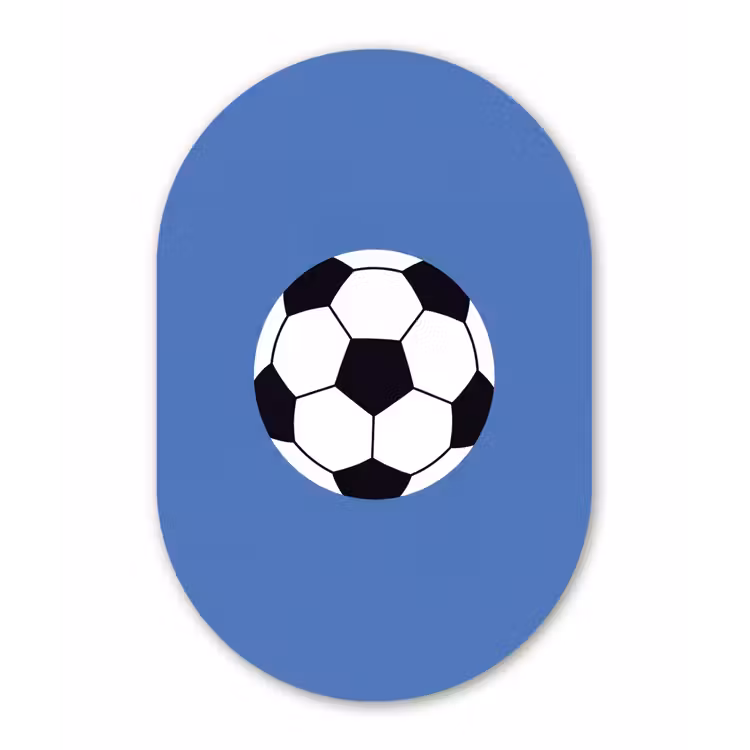 Muurovaal glas - Voetbal - Zwart-wit - Sport - Illustratie - Blauw — 1
