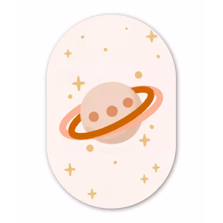 Muurovaal - Planeet - Ringen - Ruimte - Illustratie - Beige — 3