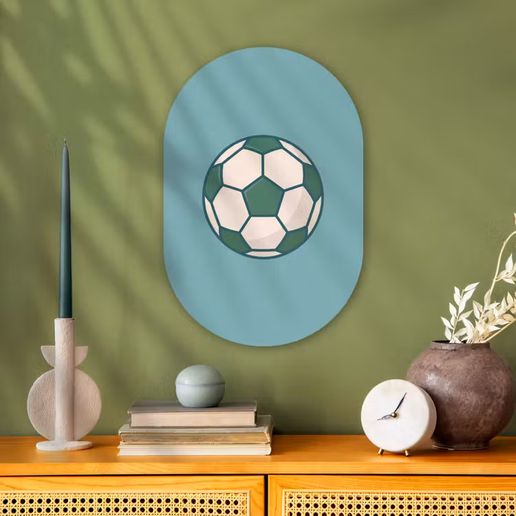 Muurovaal - Voetbal - Geometrisch - Sport - Illustratie - Blauwgroen — 1