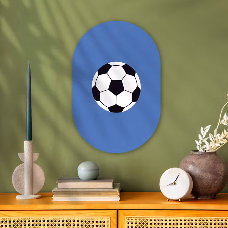 Muurovaal - Voetbal - Zwart-wit - Sport - Illustratie - Blauw — 2