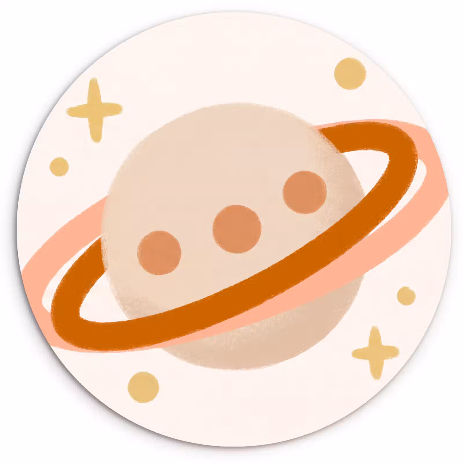 Muurcirkel - Planeet - Ringen - Ruimte - Illustratie - Beige — 1