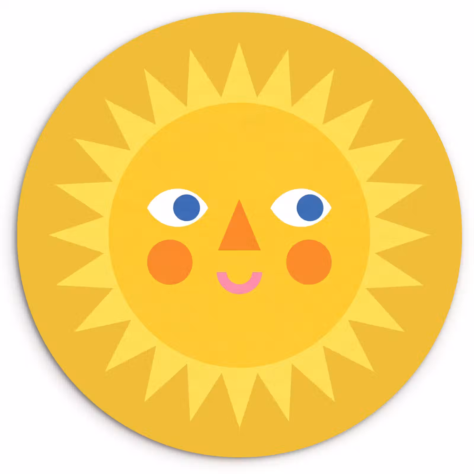 Muurcirkel - Zon - Gezicht - Zomer - Illustratie - Geel — 1