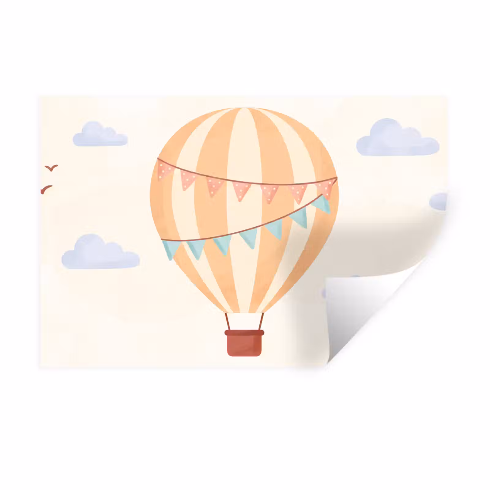Muursticker - Luchtballon - Wolken - Illustratie - Zacht - Kinderkamer — 1