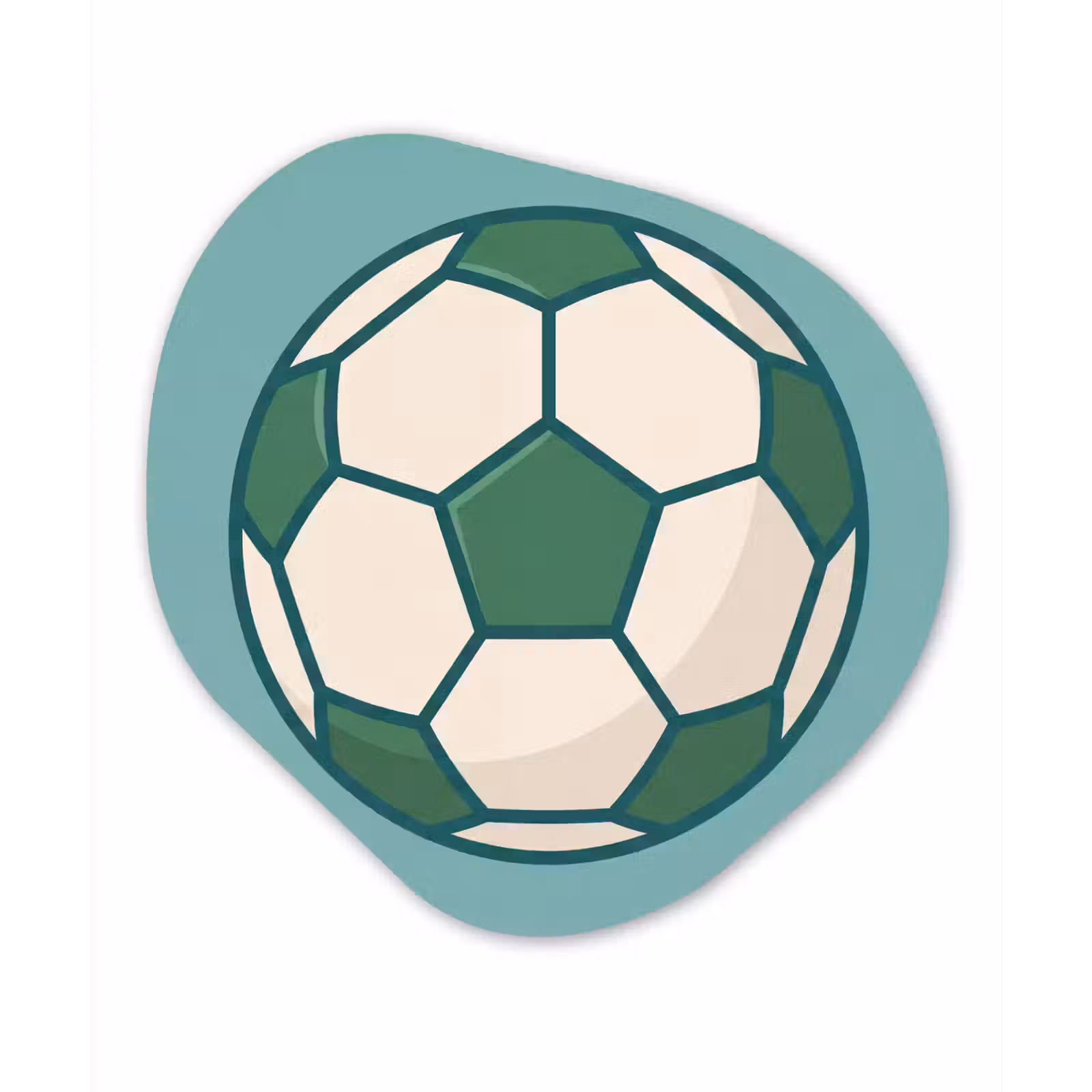 Organisch schilderij glas - Voetbal - Geometrisch - Sport - Illustratie - Blauwgroen — 1