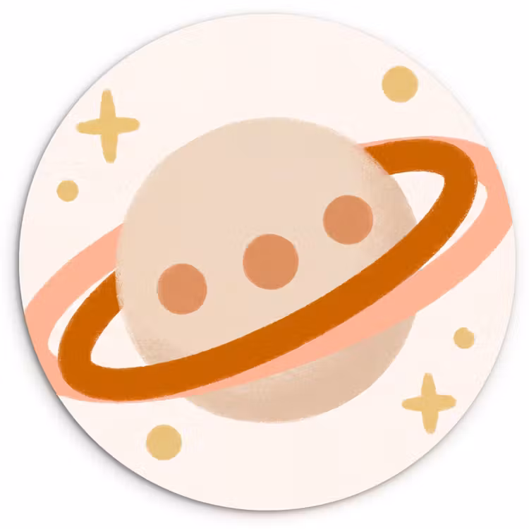 Muurcirkel - Planeet - Ringen - Ruimte - Illustratie - Beige — 1