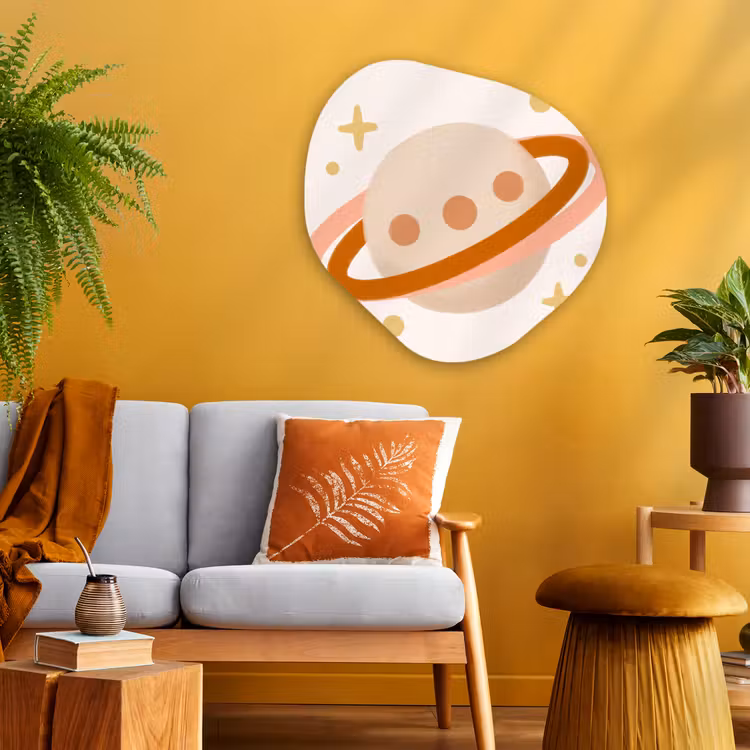 Organisch schilderij glas - Planeet - Ringen - Ruimte - Illustratie - Beige — 3